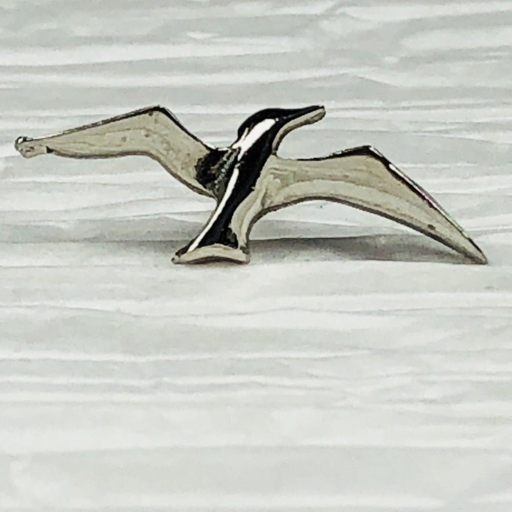 Vintage Mens Tie Tack lapel Pin Silver Bird